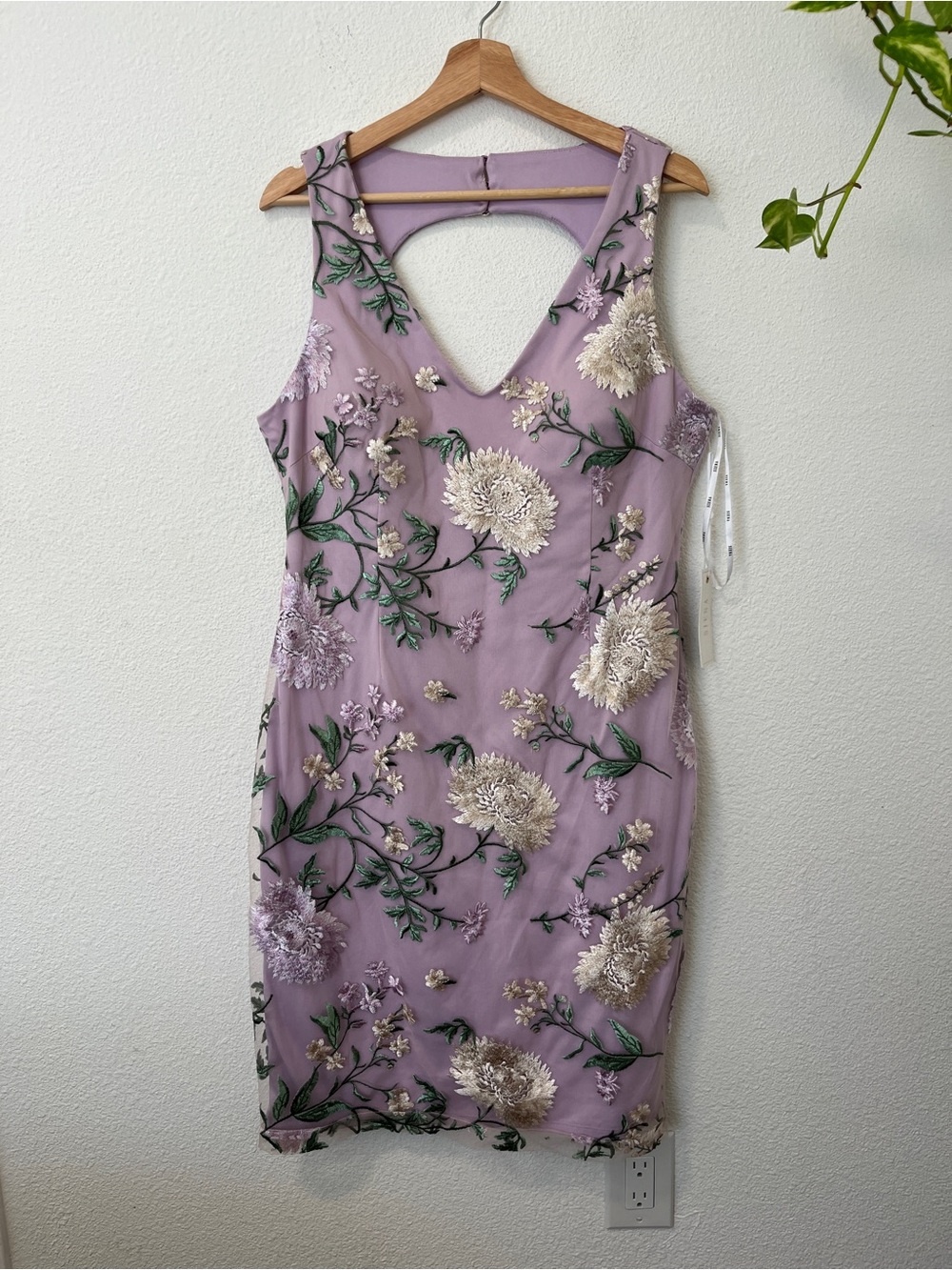 Nordstrom Siena Studion Lavender Embroidered Flower Midi Dress sz 14